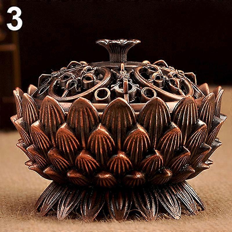 Lotus Shape Zinc-copper Alloy Incense Burner Mini Sandalwood Censer Home Decor KAESI