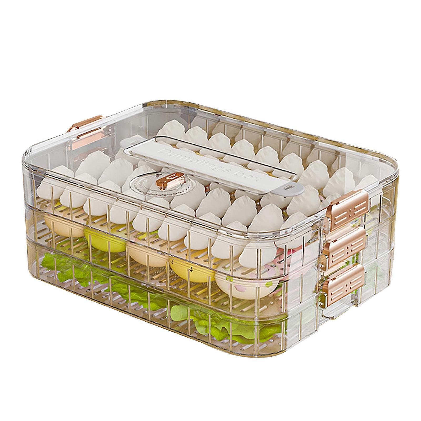 Dumpling Container Refrigerator Storage Box with Transparent Lid Large Capacity Non-Stick Design BPA Free Detachable Food Storage Container
