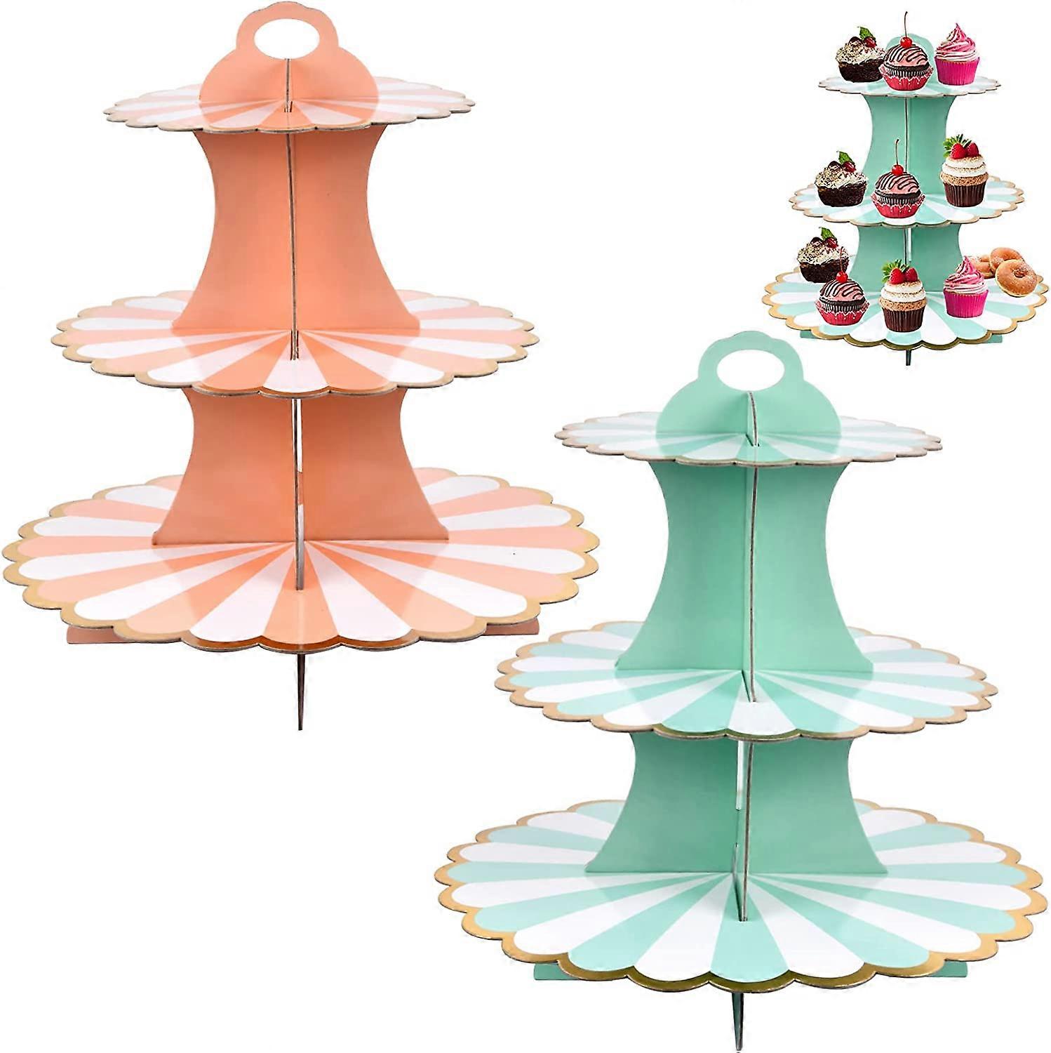 2 Pcs 3 Tiers Cake Display Stand