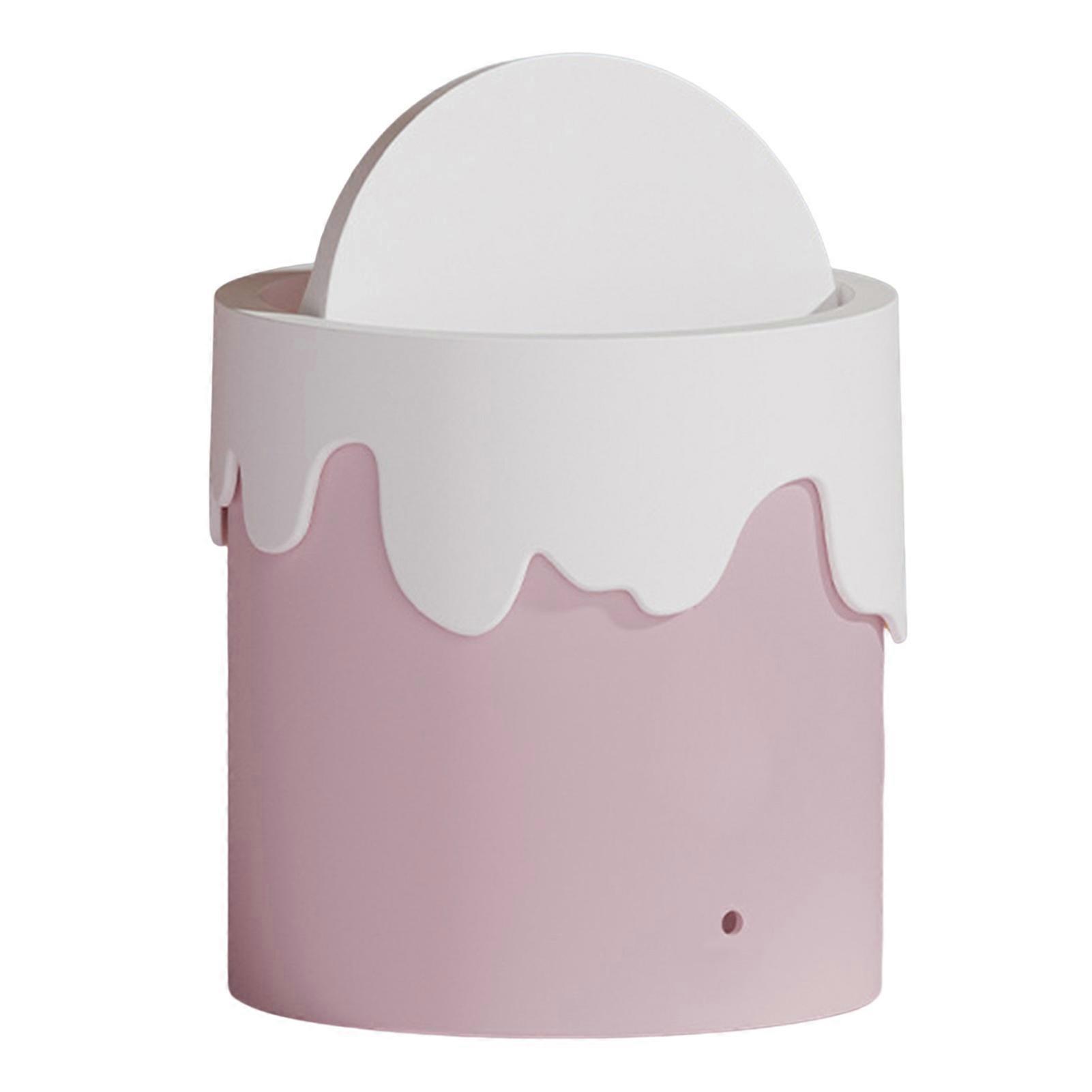 Desktop Trash Can Round Rotary Cover Prevent Bad Odor Garbage Storage Trash Bucket Household Supplies KAESI