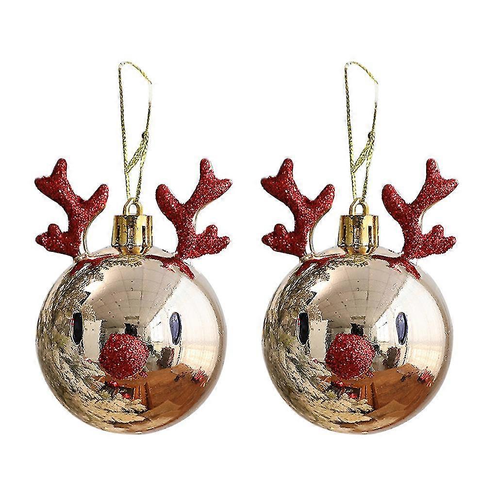 2pcs Christmas Tree Ornaments Elk Ball Hanging Pendant Decorations Scene Layout Props Xmas Party Supplies