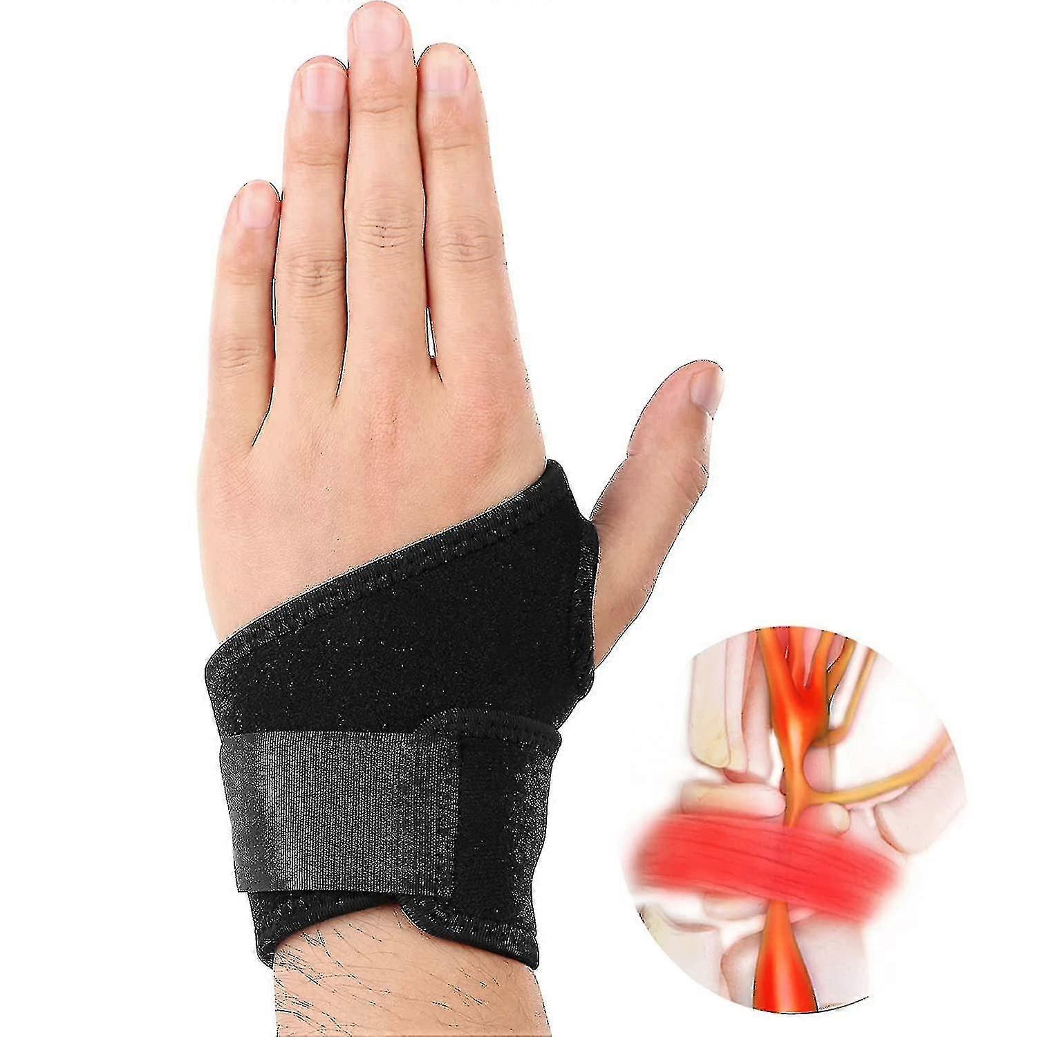 Carpal Tunnel Wrist Brace For Tendinitis And Arthritis,one Hand Adjustable Compression Wrist Support Wrap With Pain Relief - Comfortable Lined Fits Bo