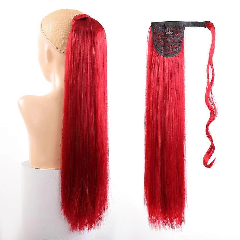 Longues queues de cheval droites clip en queue de cheval cordon de serrage queue de cheval synthtique fausses extensions de cheveux