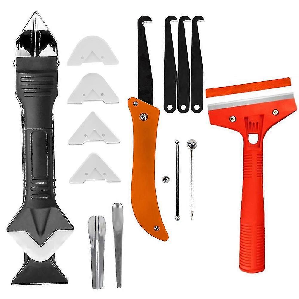 Grout Removal Tool,caulking Tool Caulk Remover 3 In 1 Silicone Caulking Tools Kit, Glass Glue Angle