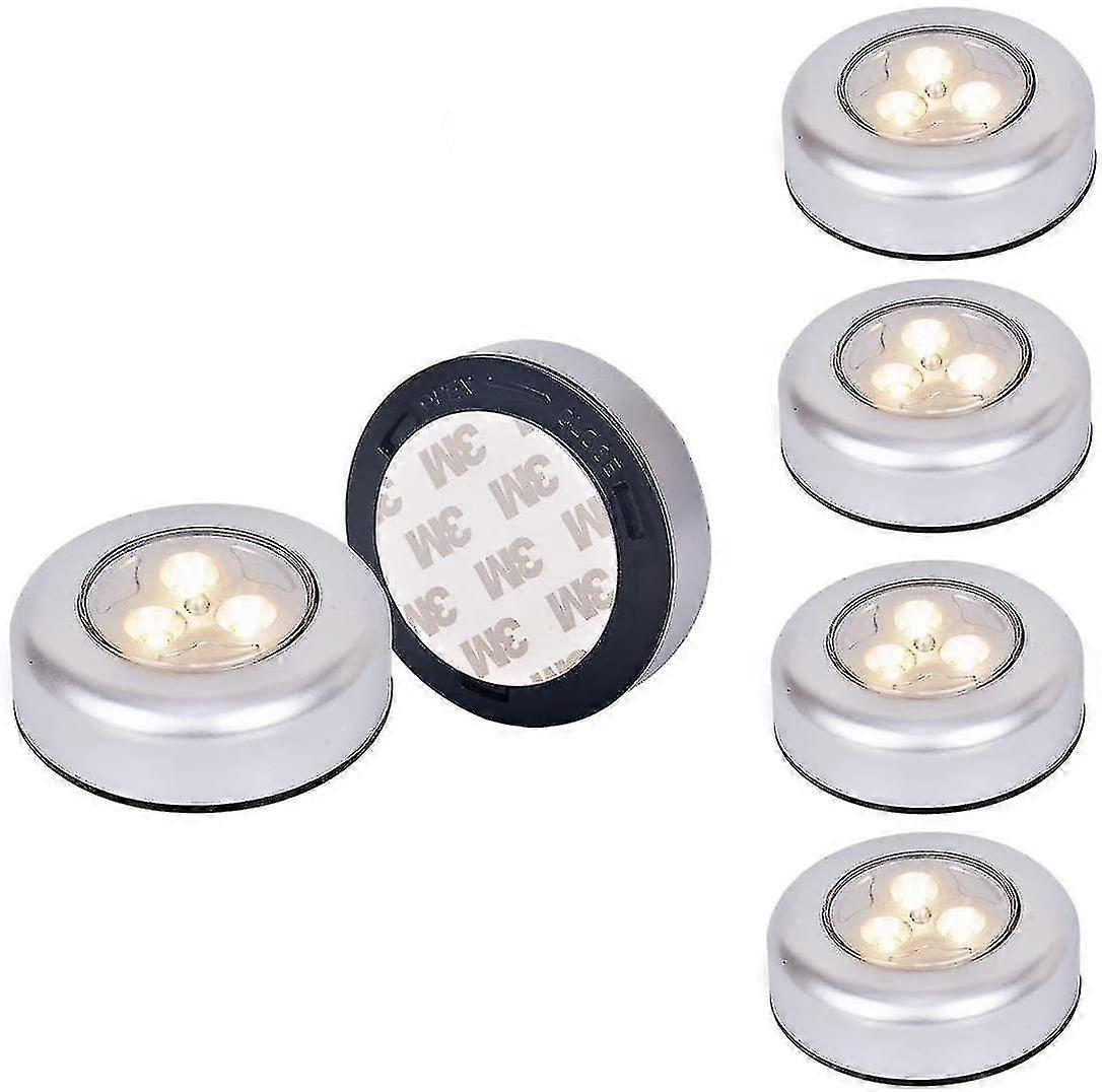 6 Pack Led Battery-powered Wireless Night Light Stick Tap Touch Lamp, White Light