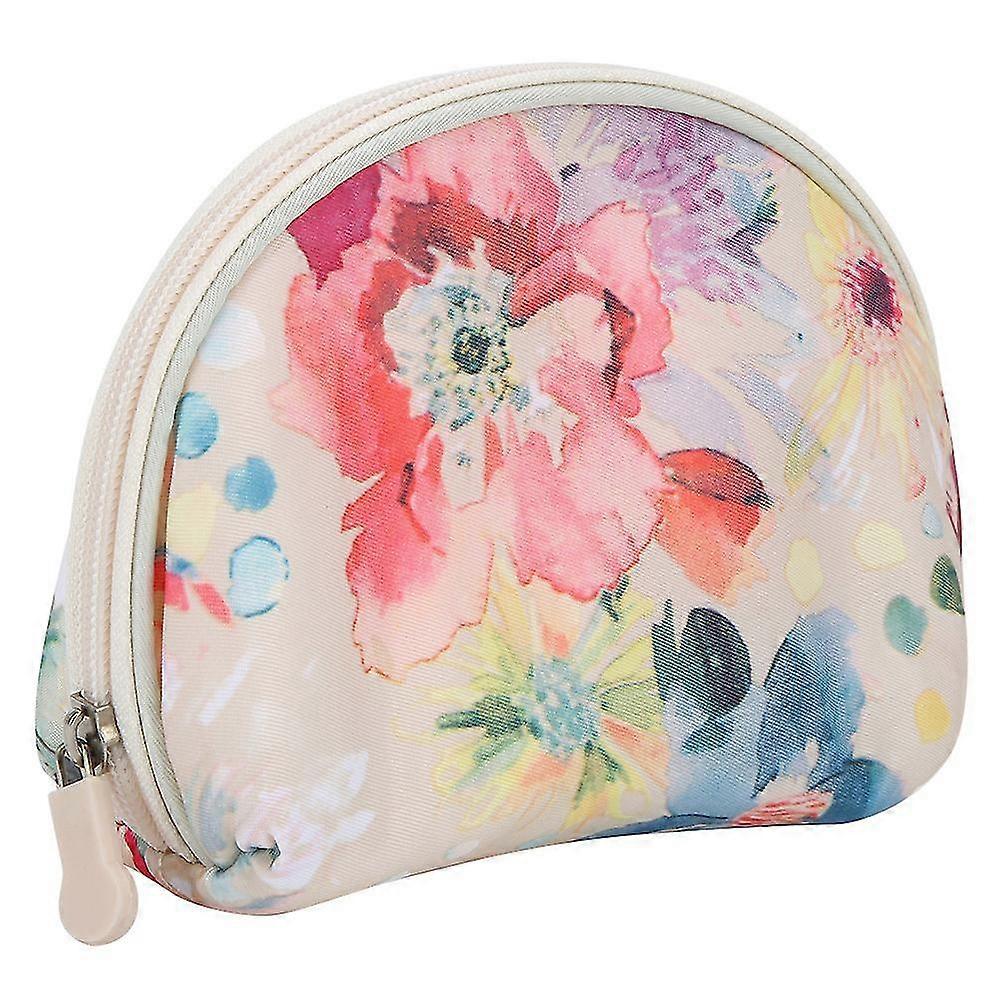Portable Shell Shape Cosmetic Bag Zipper Makeup Storage Pouch (Flower)