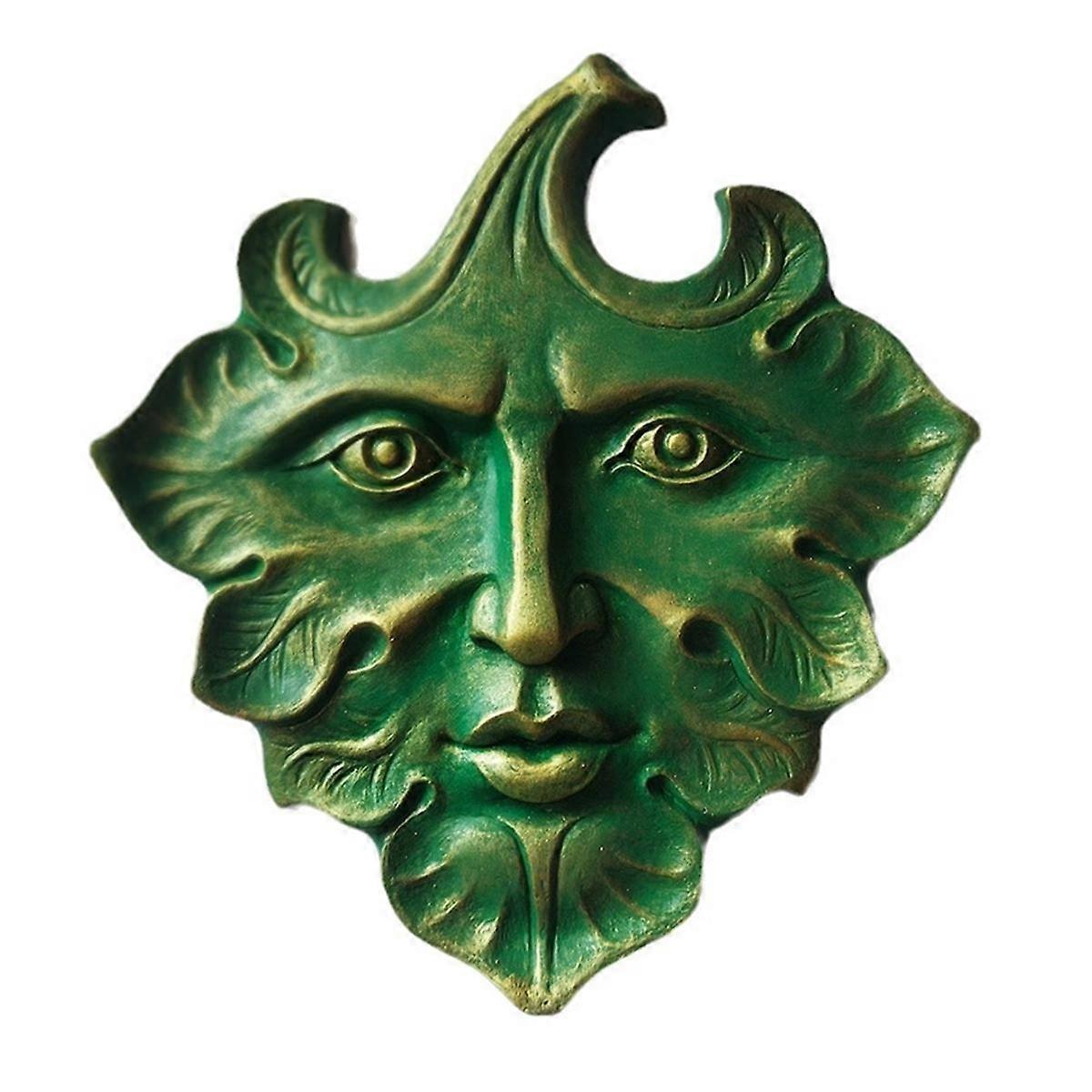 グリーンマンウォールアートスカルプチャープレミアム品質鋳鉄ウォールプラーク、グリーンマン、春、ファンタジー装飾彫刻