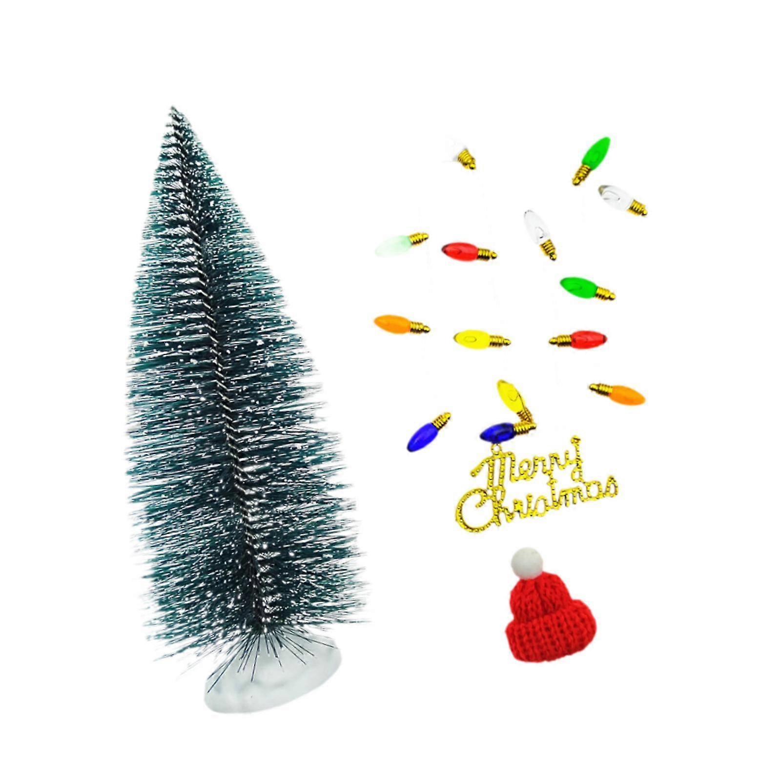 Christmas Tree Statue Collection Tabletop Ornament for Indoor Desk Bookshelf Plastic Base
