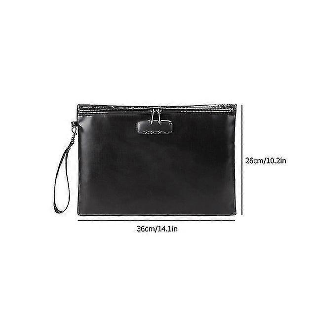 Fireproof Document Bag With Lock Money Safety Organizer Zipper Closure Storage Pouch Pocket For A4 Documents File