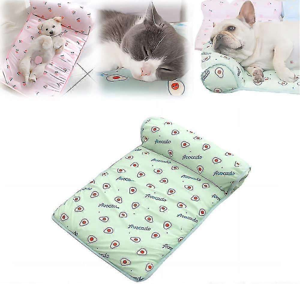 Kjøleseng for katter / hunder, Summer Pet Cooling Mat laget av issilke, vaskbar issilke kjølematte, kjøleteppe for kjæledyr
