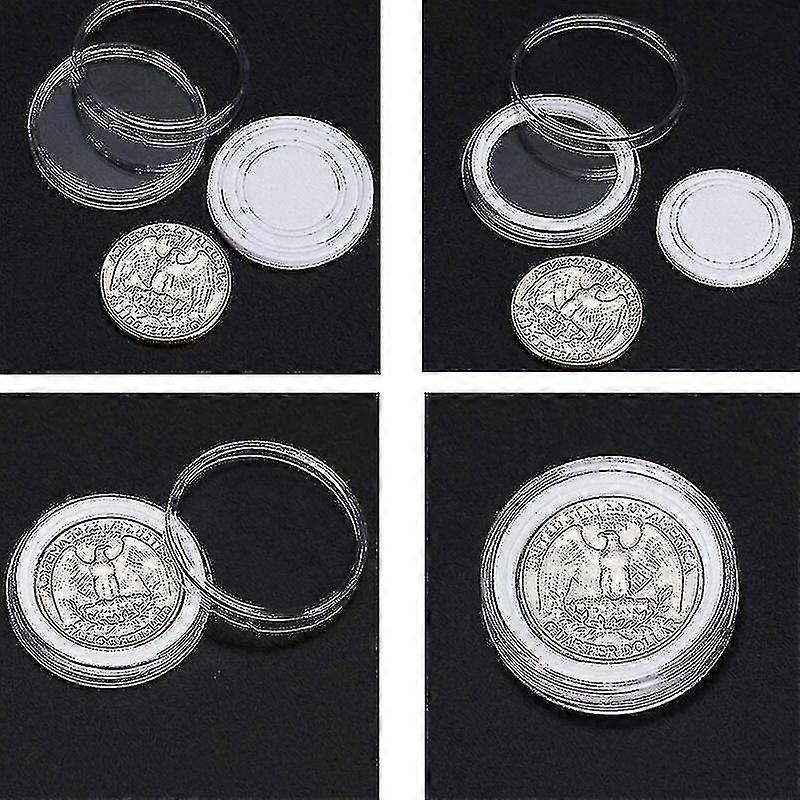 Coin Collection Plastic Coin Capsules with Storage Box - 100pcs