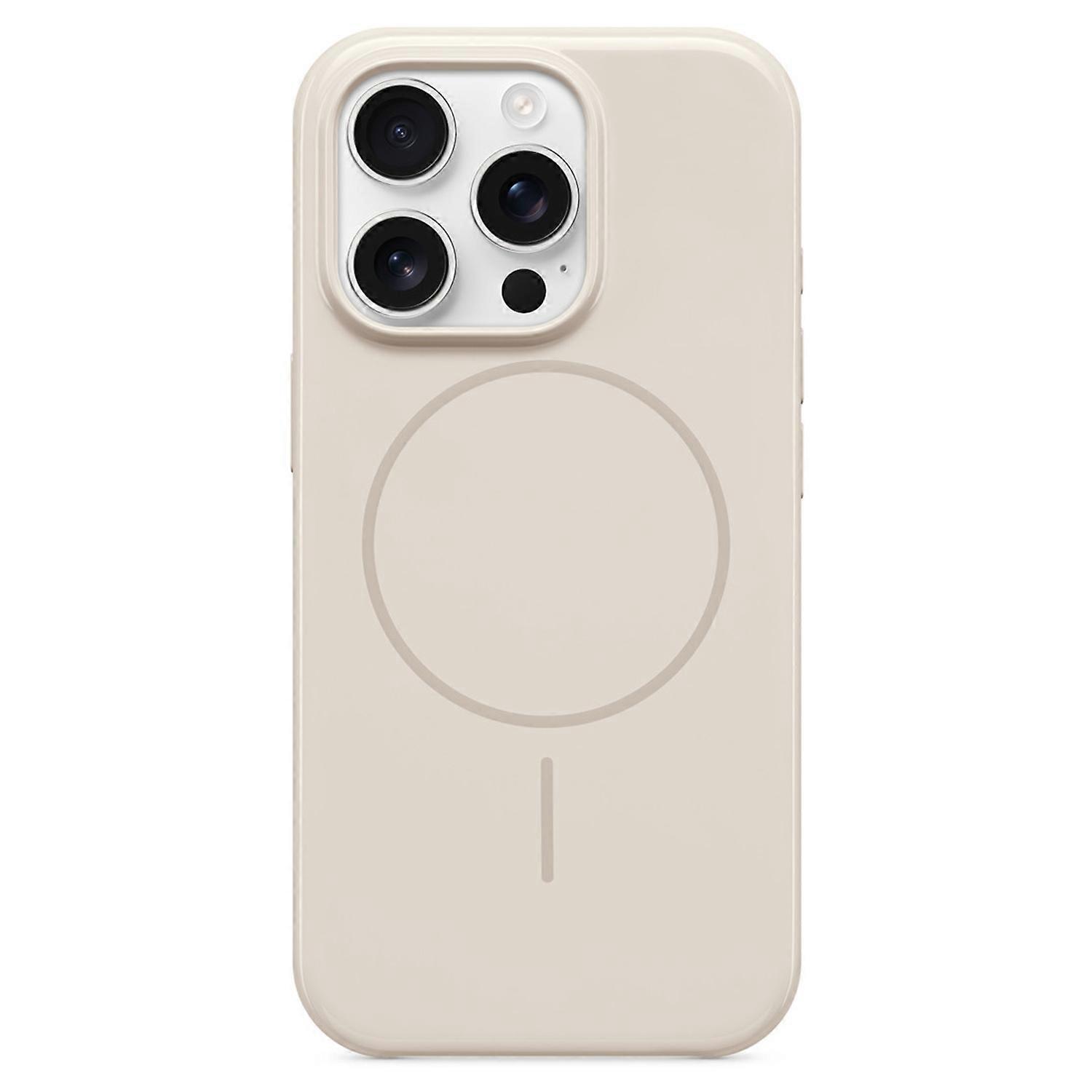 For iPhone 16 Pro Case Compatible with MagSafe Hard PC Phone Back Cover - Beige
