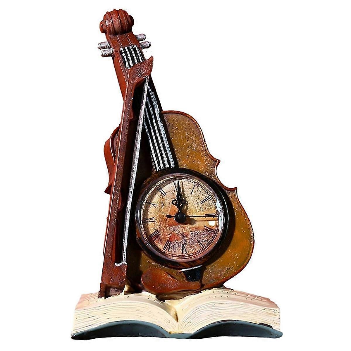 Aesthetic Digital Clock Miniature Violin Decoration, Vintage Violin Model, Desk Clocks for Desk Dec