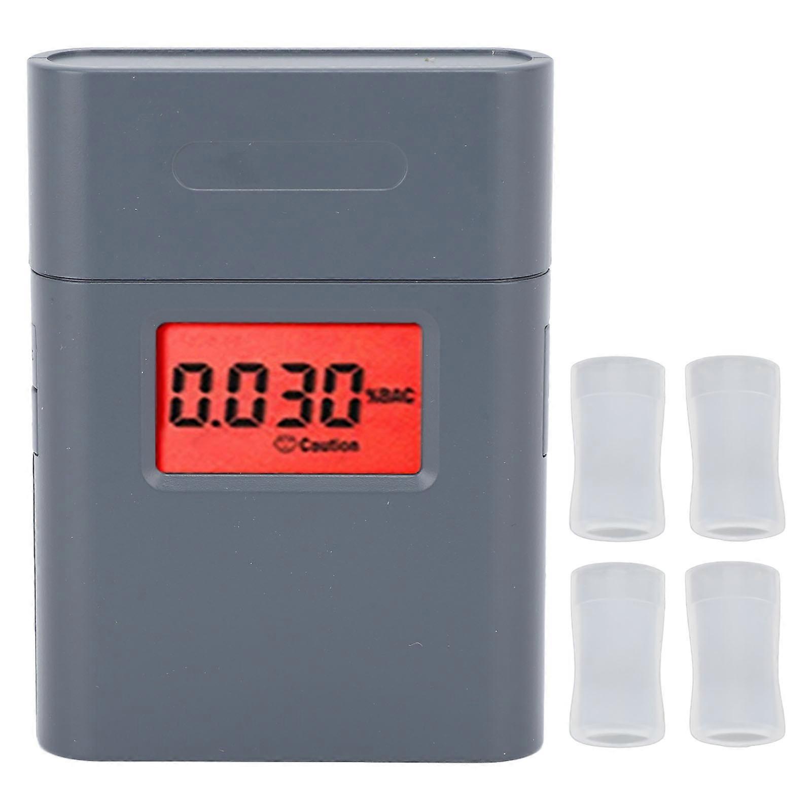 Alcohol Tester LCD Display Blow Type Battery Powered Accurate with 5 Mouthpieces Alcohol Detector for Driving Party Use