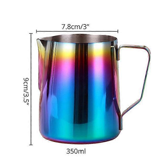 Milk Frothing Pitcher Jug for Latte Art, Rainbow Color Stainless Steel Espresso Creamer Frothing Cup, 350 or 600ml