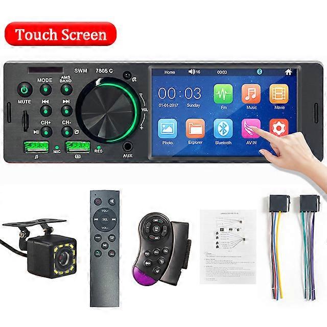 Car Radio Audio 1 din 4.1 Touch Screen Bluetooth Stereo Mp3/Mp5 Player FM Receiver With Colorful Lights Remote Control