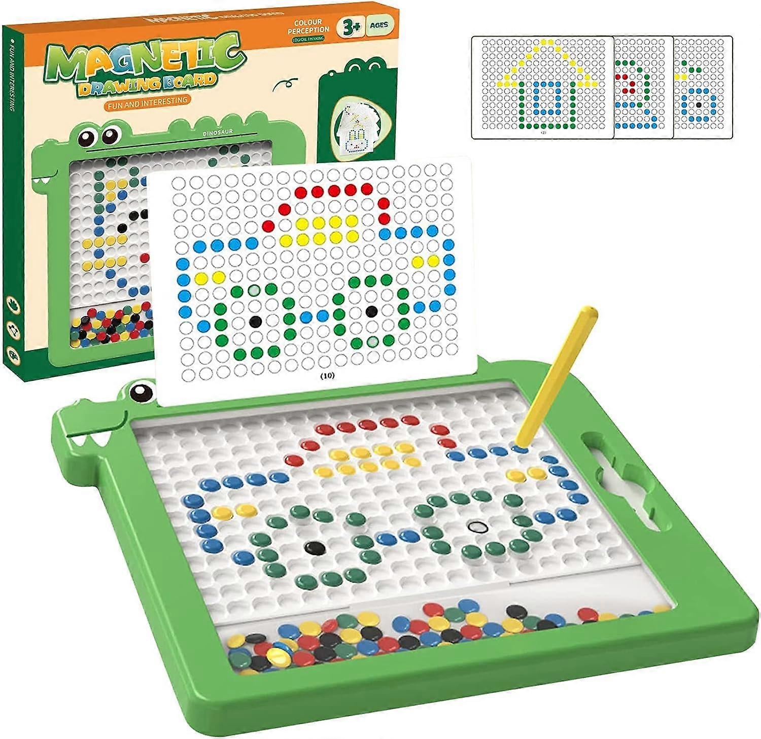 Magnetic Drawing Pad, Magnetic Drawing Pad for Early Learning, Drawing Doodle Pad with Magnetic Stylus and 10 Cards, Dinosaur Doodle Dot Board for 3 4