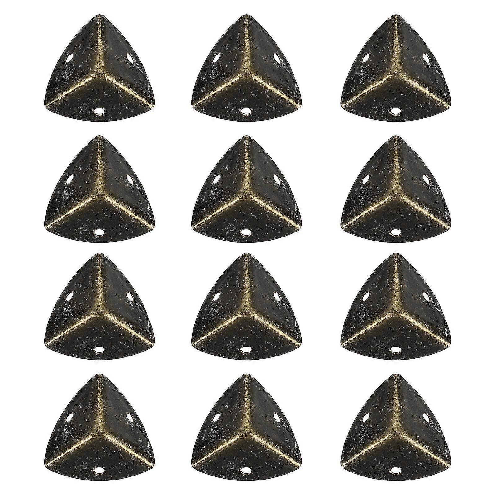 12pcs Wooden Box Triangle Corner Protector Metal Case Guards Safety Cover