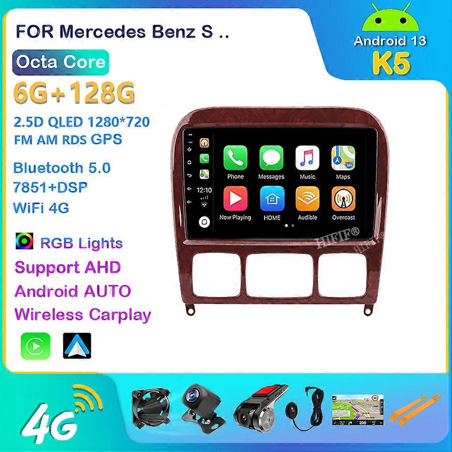 6GB + 128GB Android 13 CAR GPS Stereo Radio Lettore multimediale per Mercedes Benz Classe S W220 S280 S320 S350 S400 S430 S500 S600