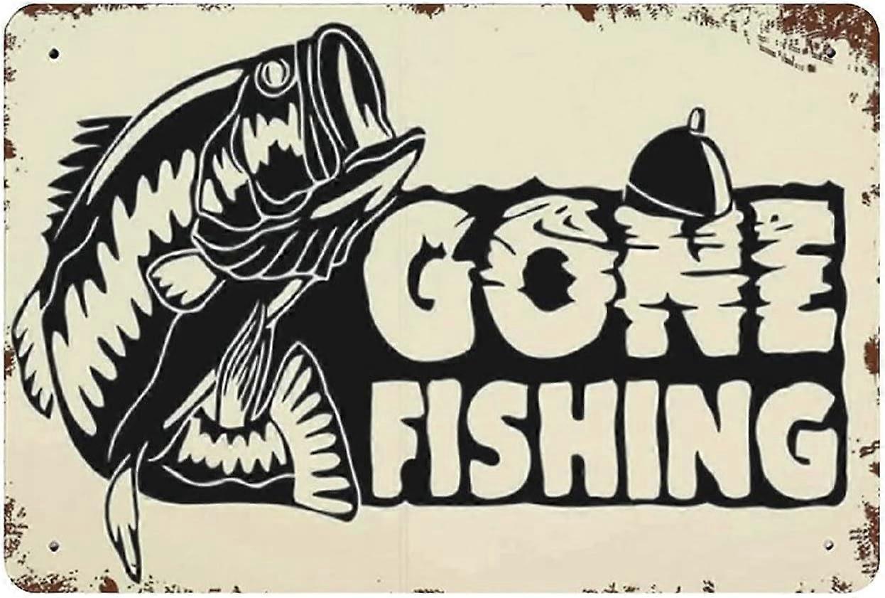 Lunkers Bait And Tackle Tin Sign Metal Plaque Art Hanging Iron Painting レトロな家庭、キッチン、ガーデン、ガレージ、ガレージ、壁の装飾 8 インチ x 12 インチ