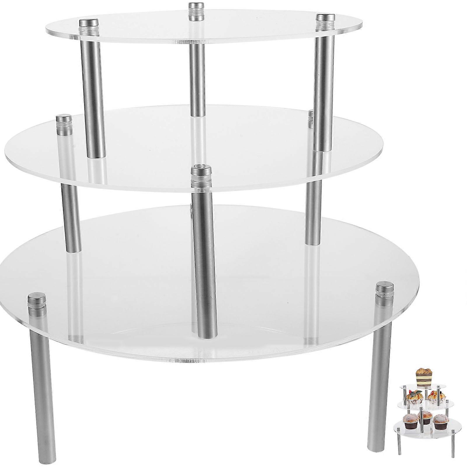 Round Cake Stand Acrylic Cupcake Display Stand Dessert Table Serving 3 Tier Display Holder