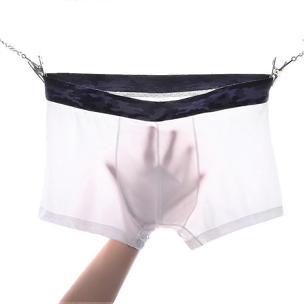 بوكسر رجالي رقيق للغاية وحرير ثلجي قابل للتنفس وسلس (أبيض) - مقاس Xl