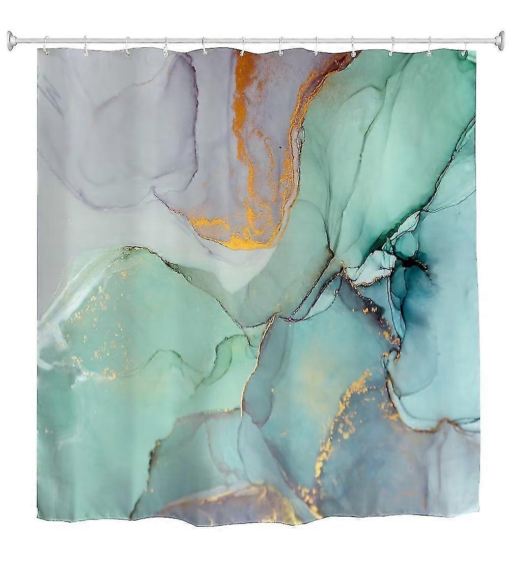 Colourful Marble Shower Curtains For Bathroom Sets Fabric With 12 Hooks Watercolor Abstract Ink Paint
