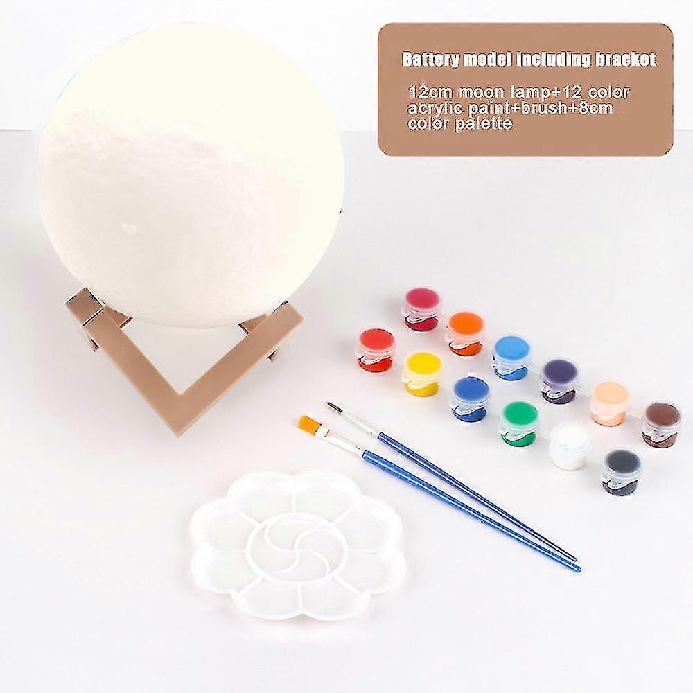 Paint Your Own Moon Lamp Kit, Diy 3d Moon Night Light With Wooden Stand Art For Kids Girls Boy Birthday Gift