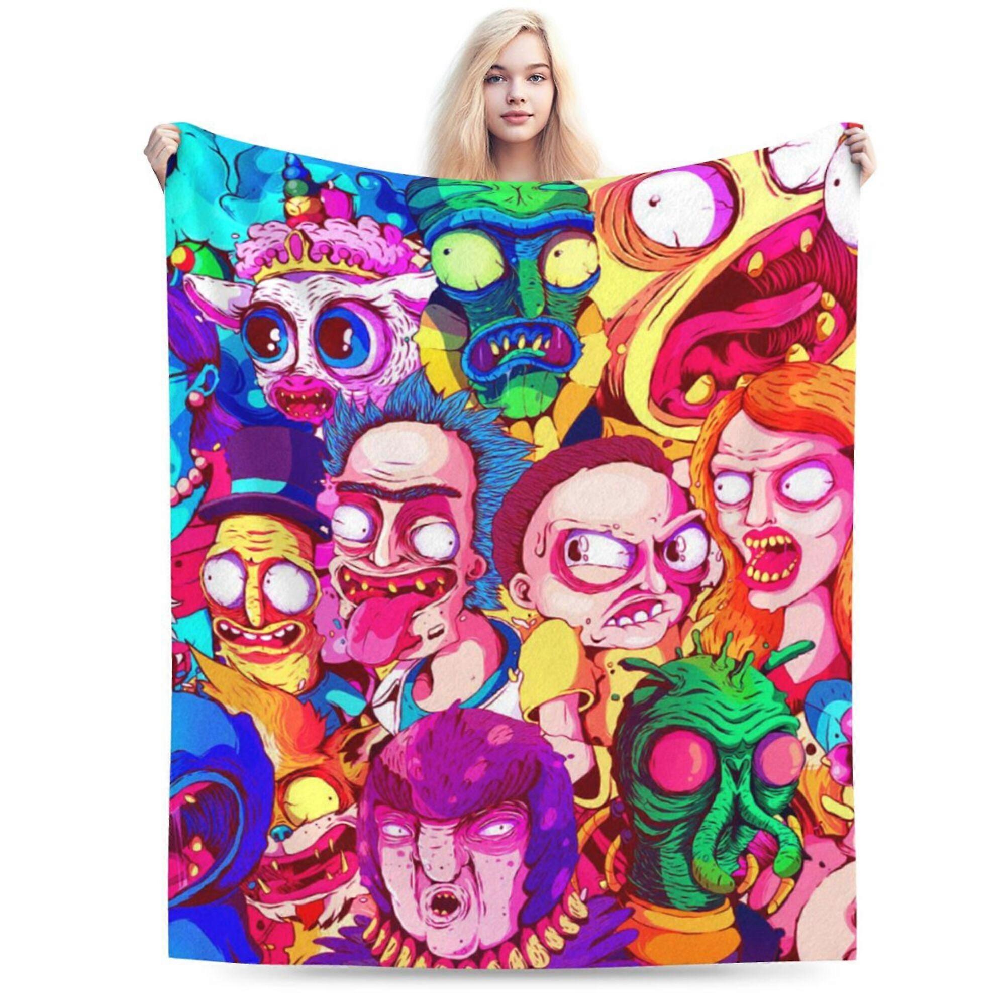 Rick And Morty Blanket, Anime Throw Blanket, Cozy Soft Lightweight Flannel Blankets For Couch Sofa Bed, 280 Gsm Plush Fuzzy BlanketWTMT8106