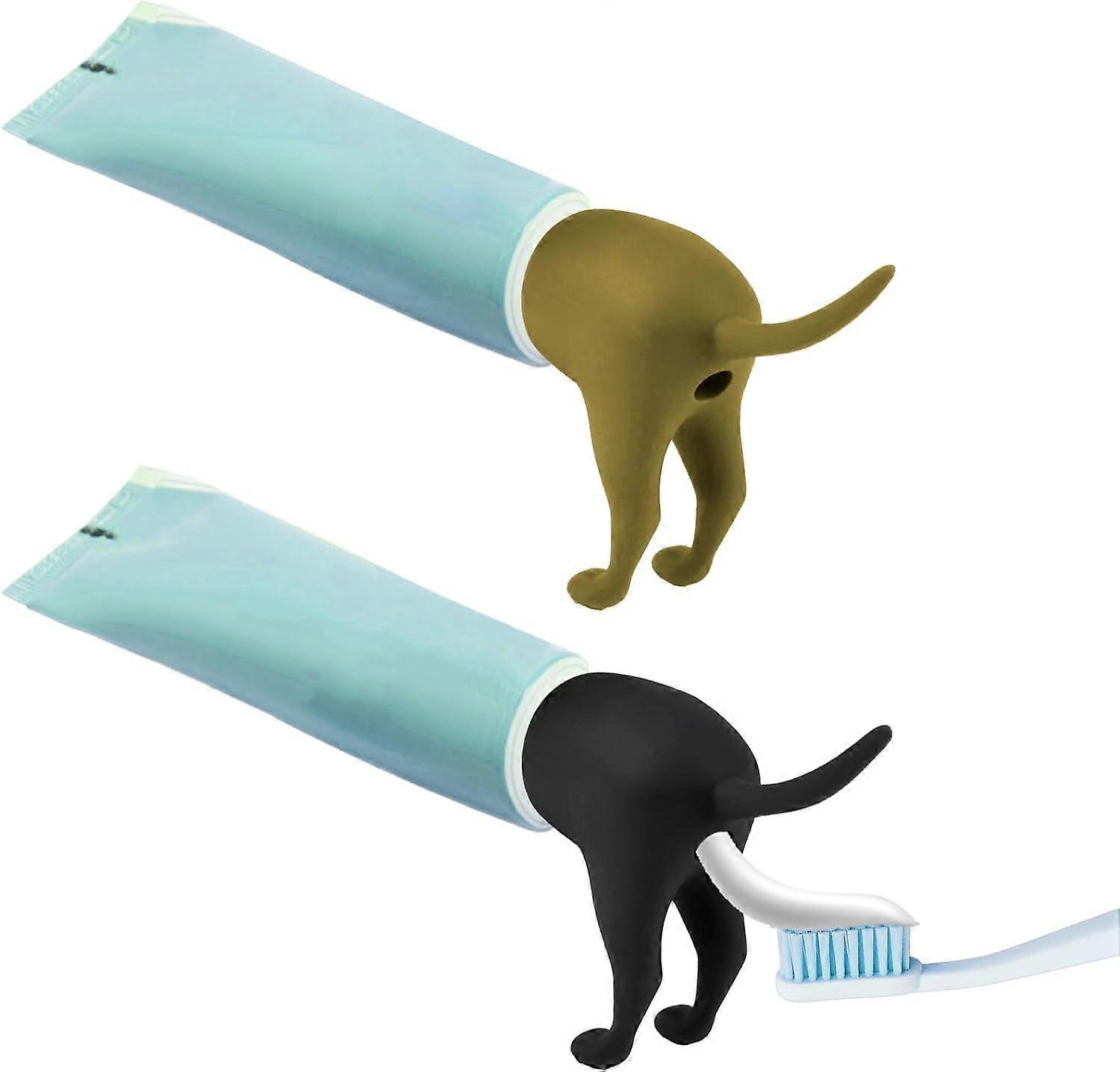 2PCS Pooping Toothpaste Topper, Pooping Dog Butt Toothpaste Topper, Funny Dog Pooping Toothpaste Cap Toothpaste Topper Squeezer Cartoon Creative Dog B