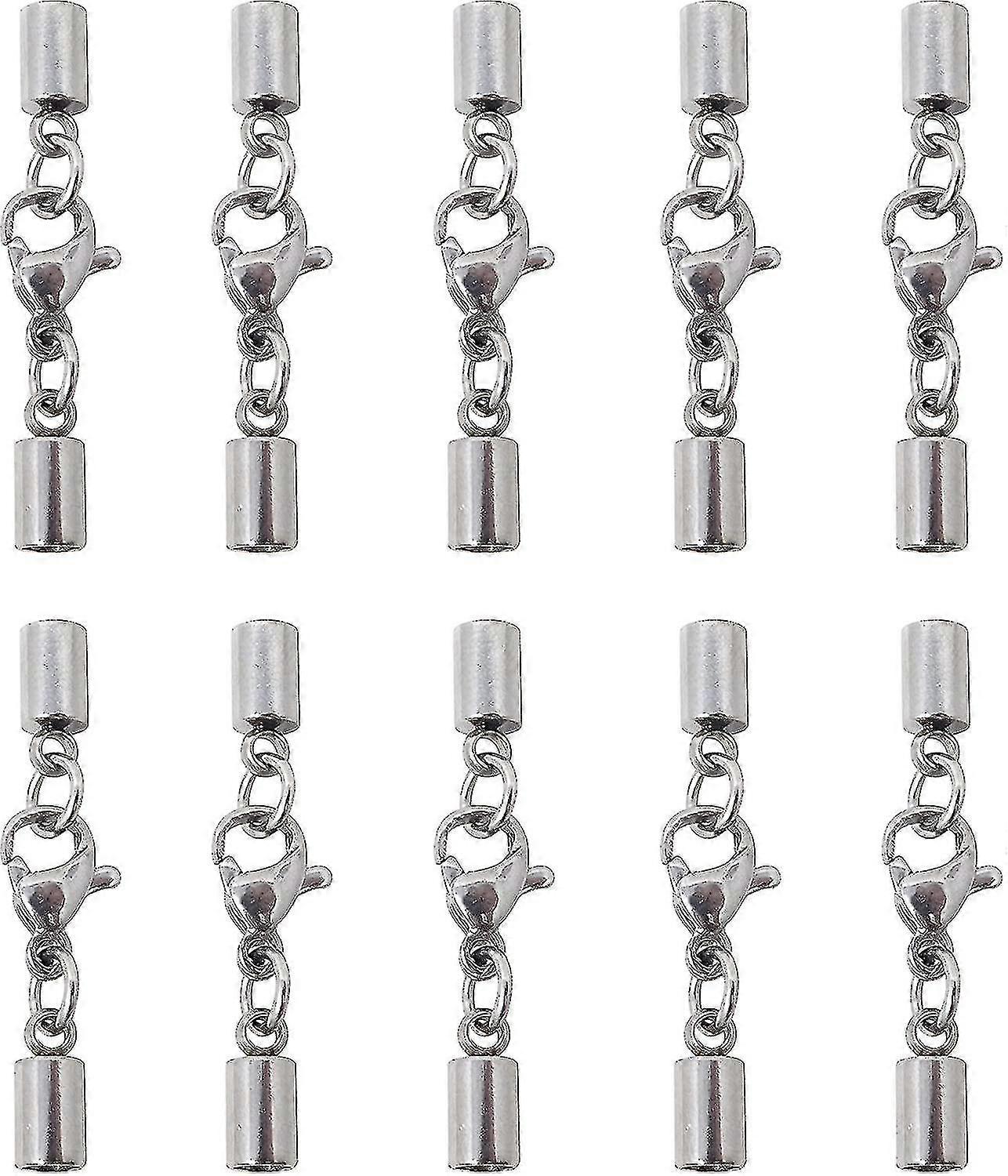 10 قطع 3mm الفولاذ المقاوم للصدأ الجلود نهاية الحبل قبعات مع جراد البحر المشبك