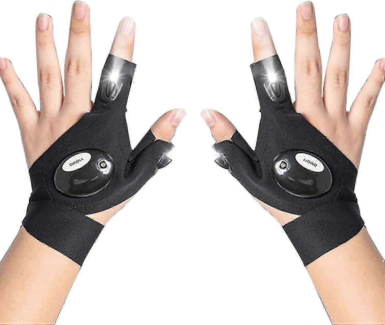 قفازات مصباح يدوي LED ، هدايا للرجال قفازات LED مع أضواء مقاومة للماء ، قفازات أضواء إصبع خالية من اليد هدايا الصيد