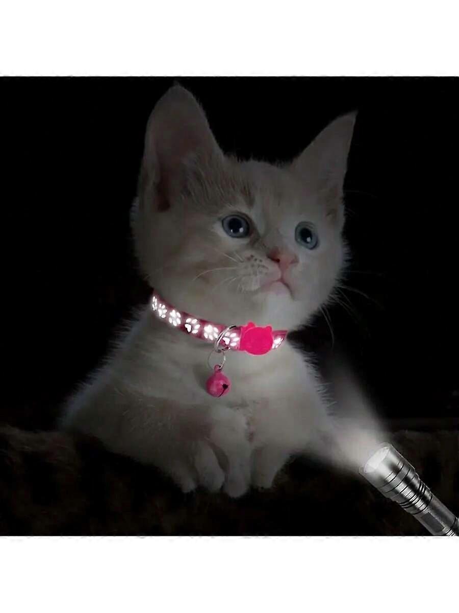 2pcs Pet Reflective Collar With Bell, Adjustable Cat Collar