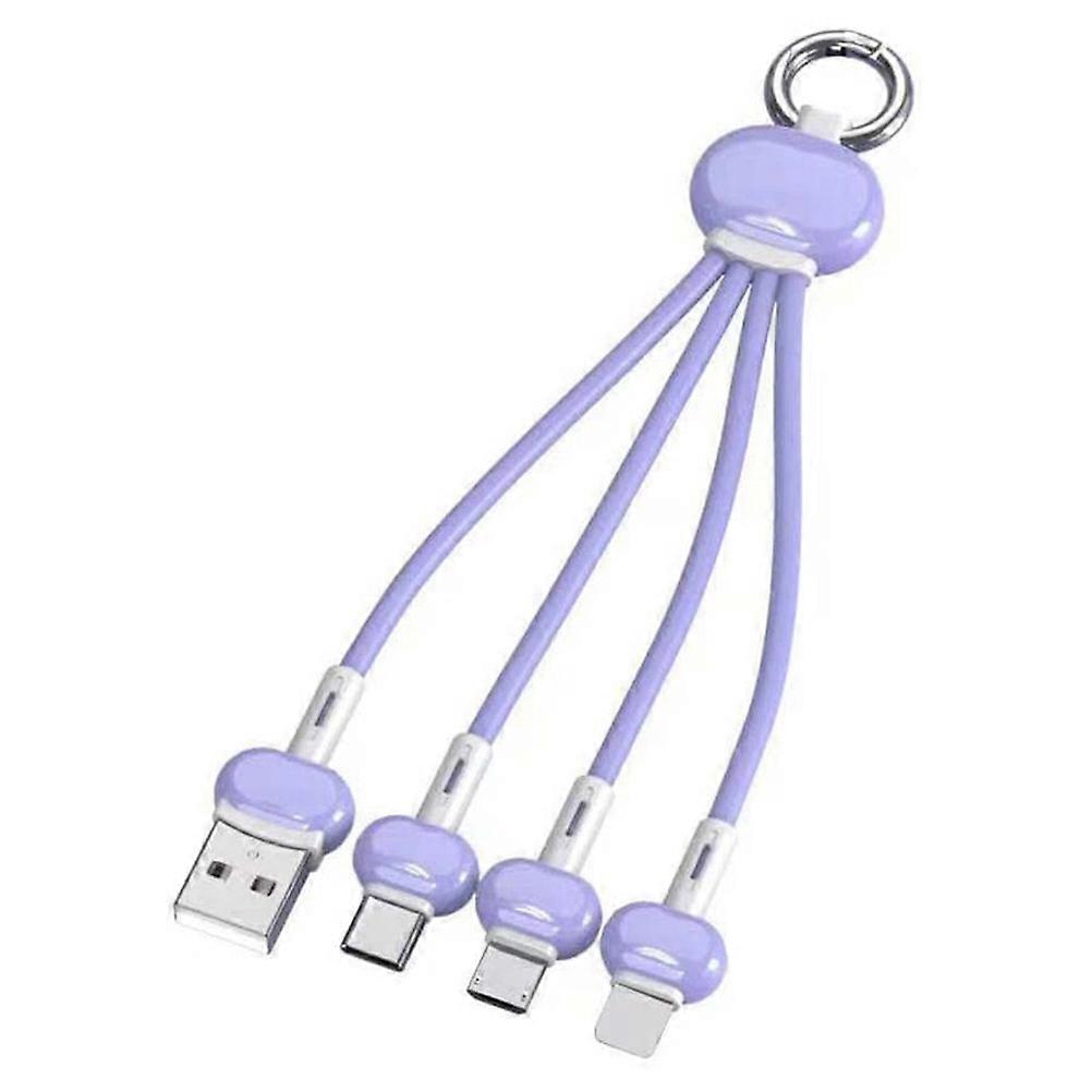 3-in-1 Silicone Keychain Charging Cable for Micro USB/Type C - Fast and Durable