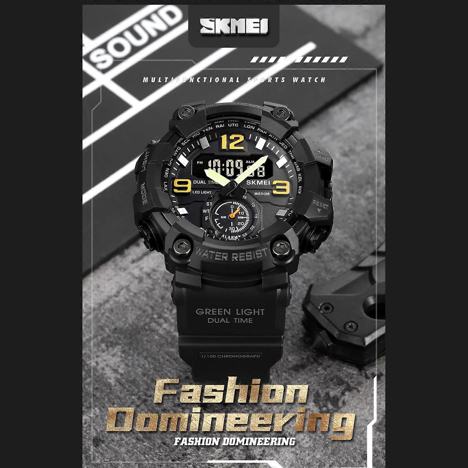 SKMEI 1965 Men's Watch: Professional 30M Water Resistant with Double Display, GMT Time and Luminous Features