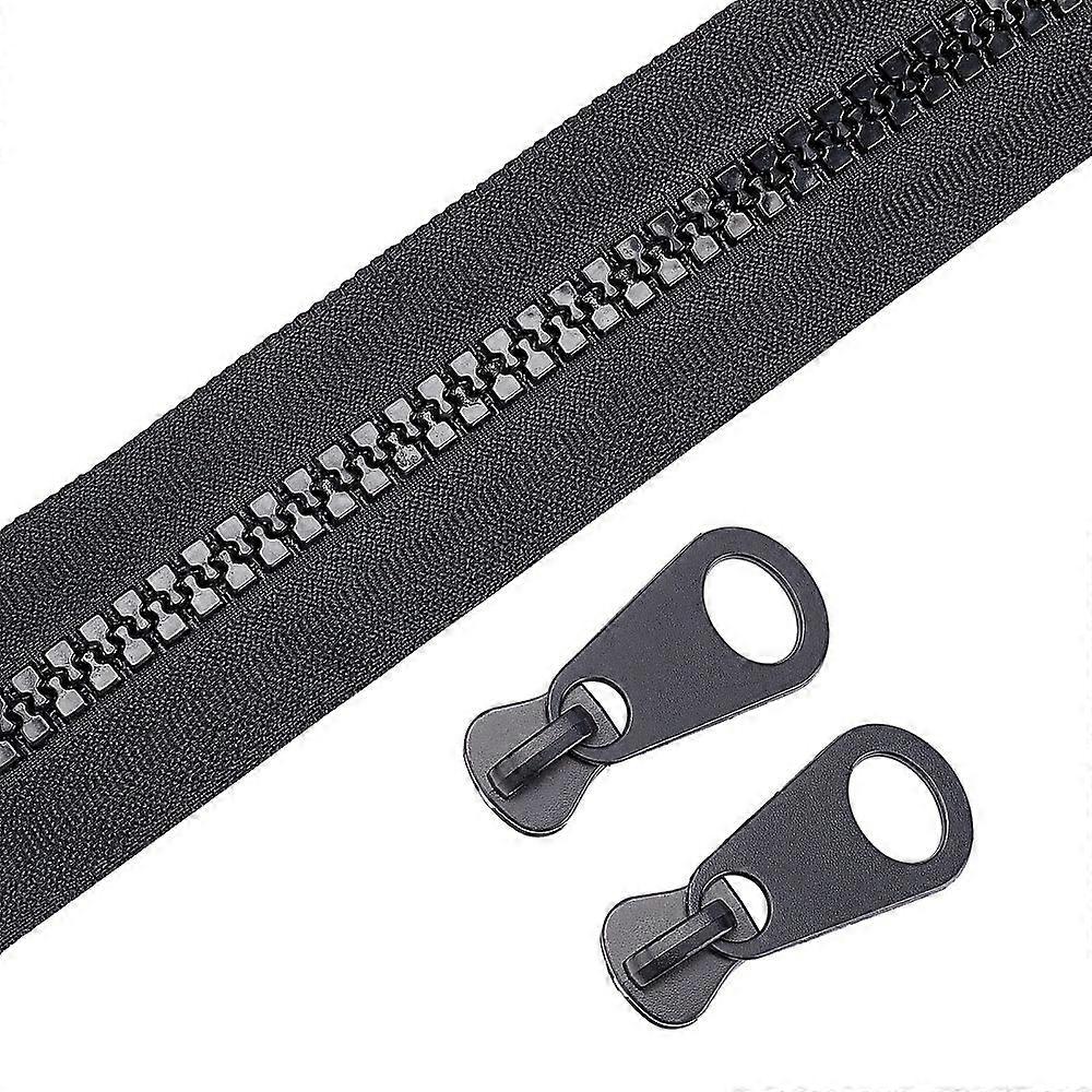 1Set Nylon Closed-end Zipper and Resin Zipper Sliders Zipper Head Black 47x18mm