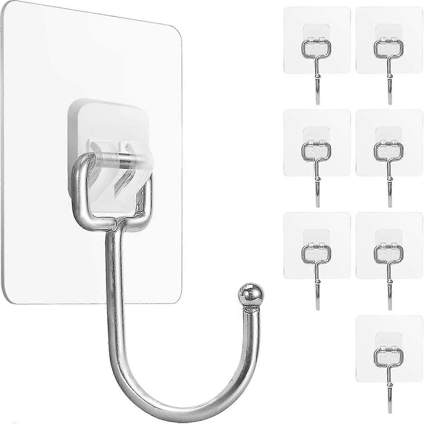 Large Adhesive Hooks 22ib(max), Waterproof And Rustproof Wall Hooks For Hanging Heavy Duty, Stainless Steel Towel And Coats Hooks To Use Inside Kitche