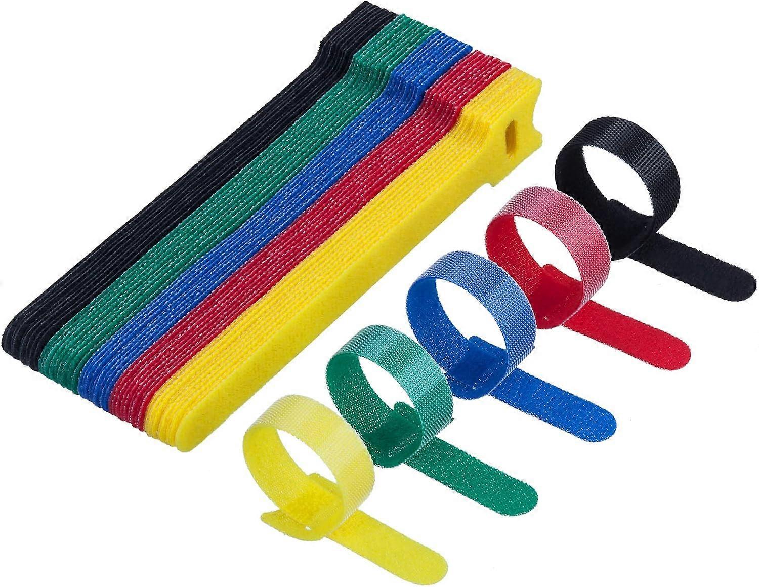 Label tie - 10 stuks rood, groen, blauw, geel en zwart, 50 stuks in totaal - dunne T-type 150mm