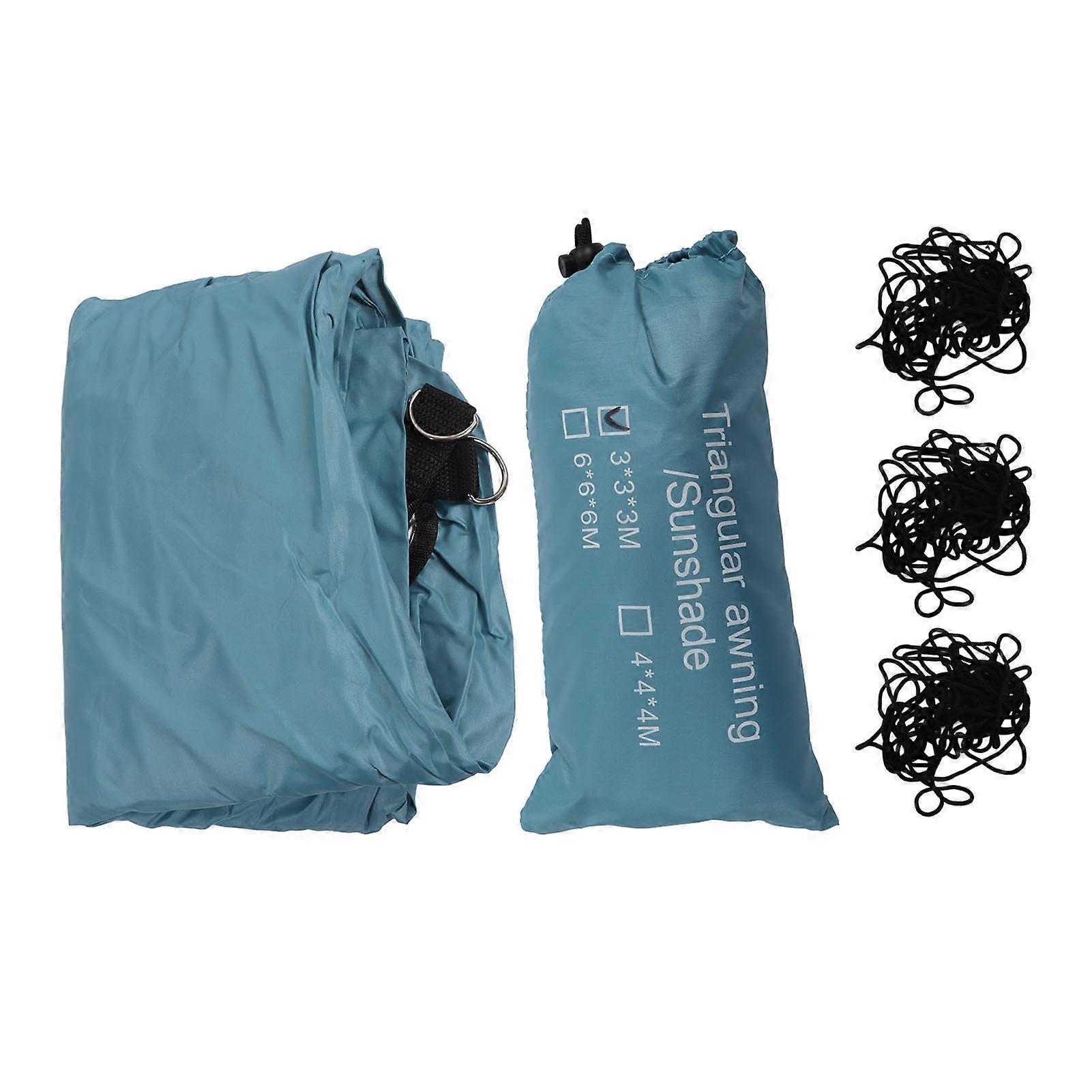 Triangle Sun Shade Sail Canopy Outdoor Pool Shade Cloth Suncreen Awning Shade with Silver Coated Blue