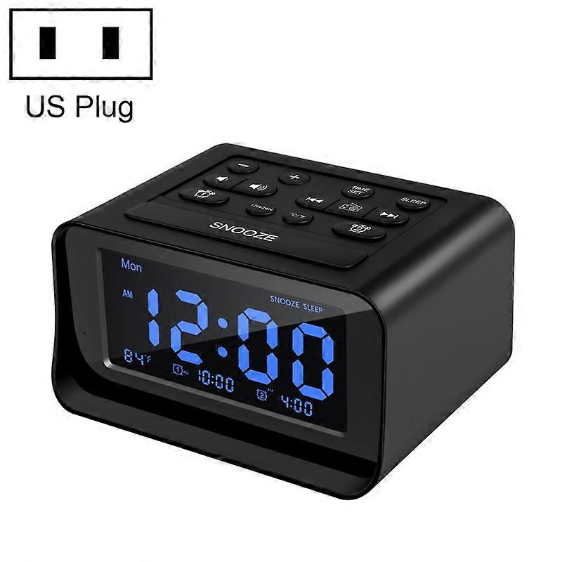LED Digital Bedroom Alarm Clock With USB Charging Port Clock Radio Temperature Electronic Platform Clock, Specification: US Plug