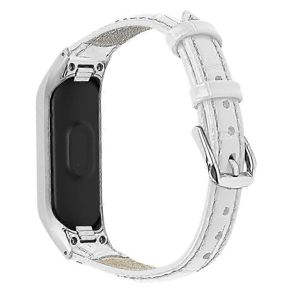 Type C Crocodile Texture Leather Smart Watch Strap with Metal Frame for Samsung Galaxy Fit-e/SM-R375