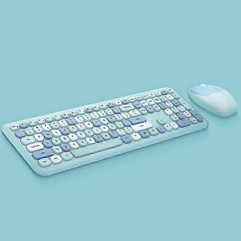 Mofii 666 Keyboard Mouse Combo Wireless 2.4g Mixed Color 110 Key Keyboard Mouse Set With Round Punk Keycaps For Girl Purple