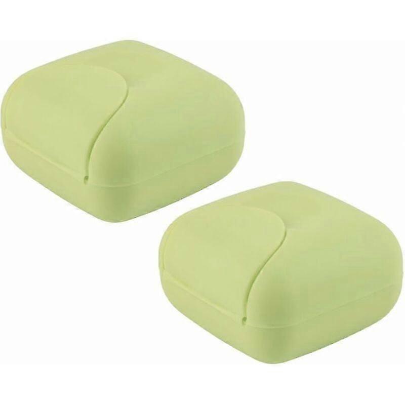 2 Pack Portable Sealed Square Leak Proof Waterproof Soap Boxes (Green)