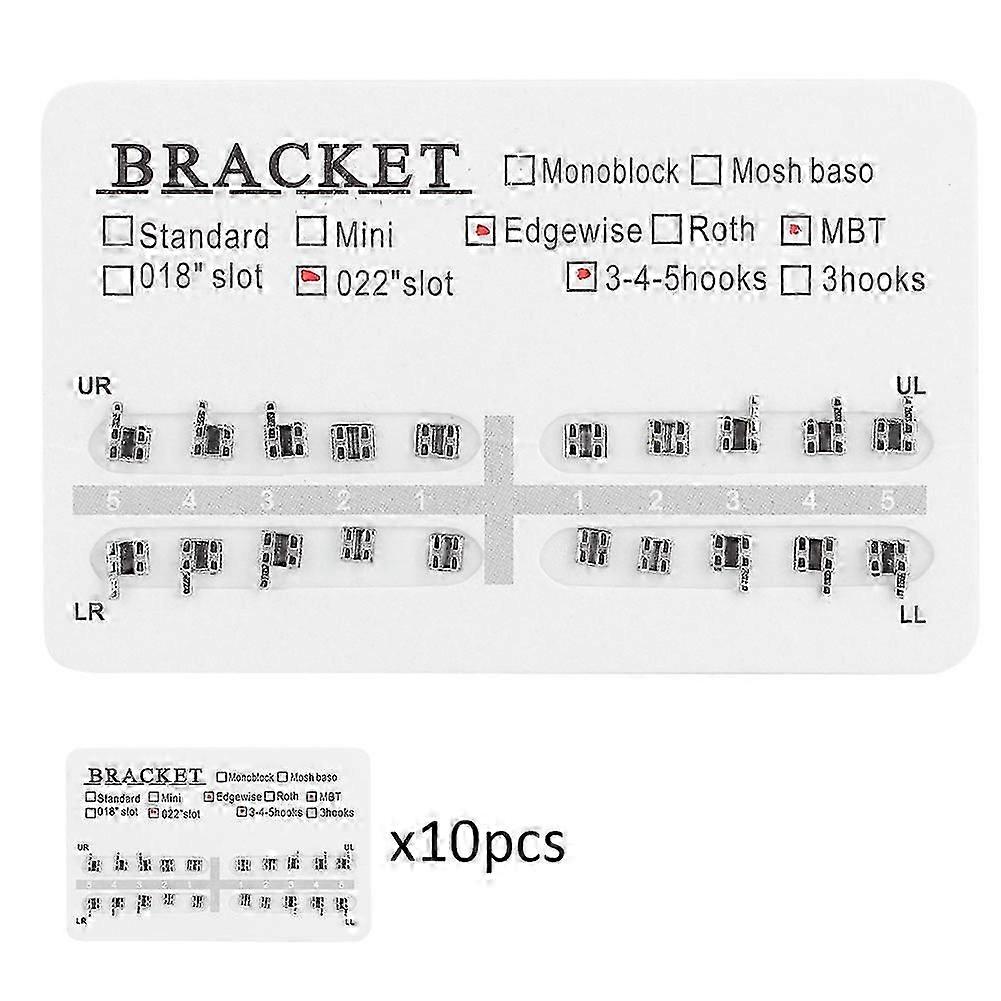 10 Packs Metal Dental Teeth Orthodontics Brackets Braces 022" Slot 3-4-5 Hooks