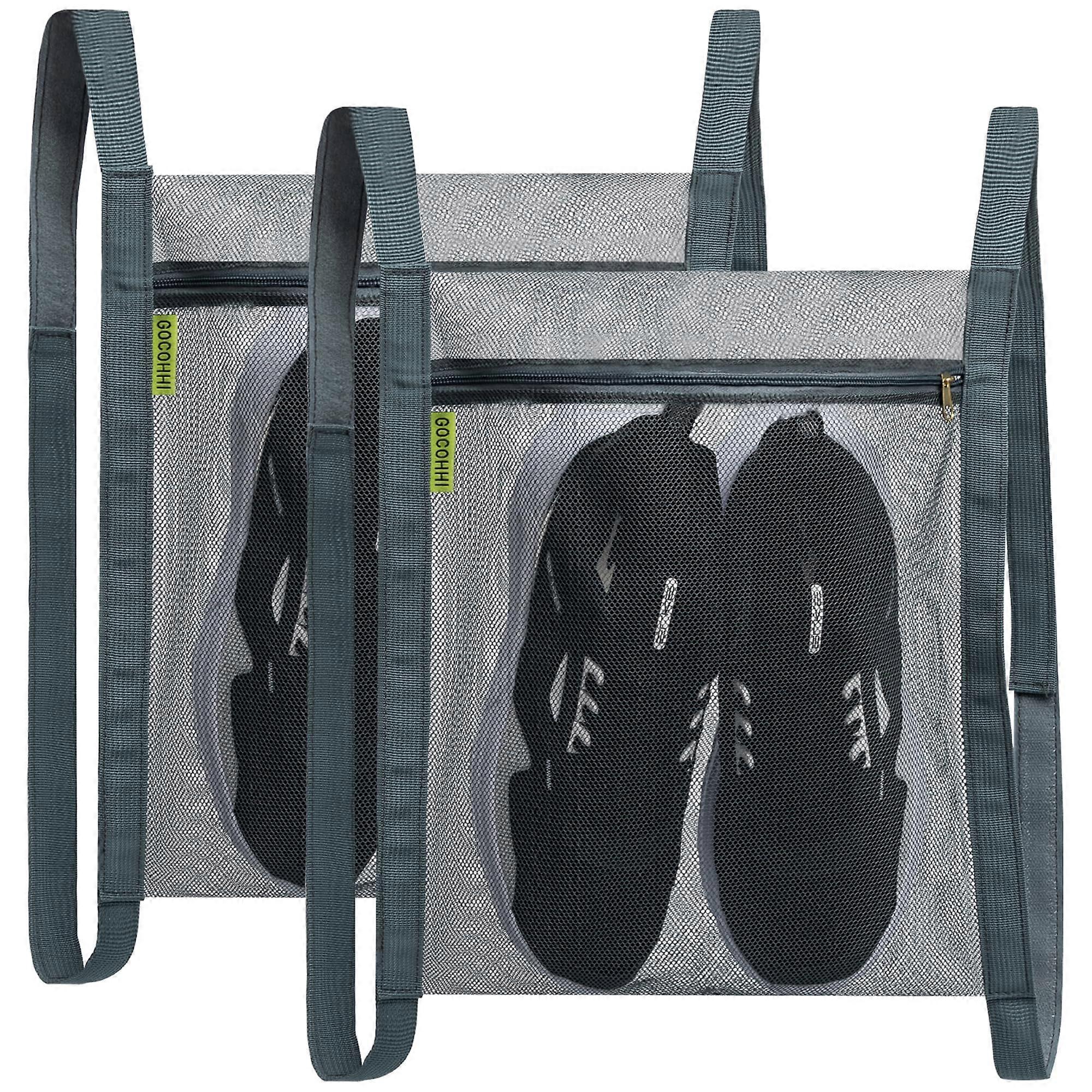 Sneaker Wash & Dry Net Bag, 15.7x13.8 Inch HoneyComber Mesh with Zipper and Strap for Shoes, 2Pcs