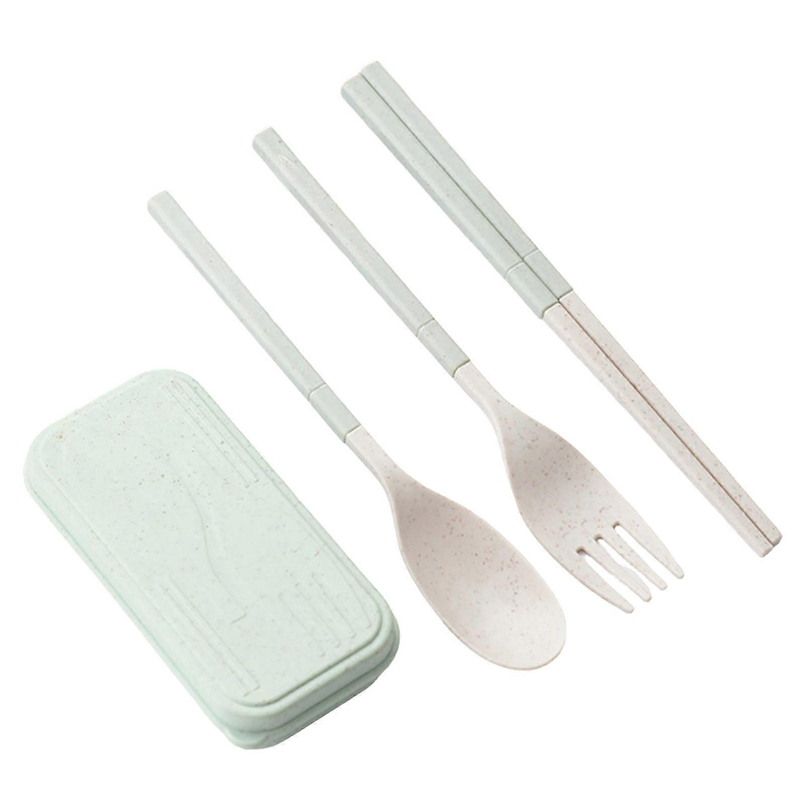 Tableware Set Student Tableware Outdoor Travel Convenient Folding Meal Box Fork Spoon Chopsticks Three Piece Set Household AA