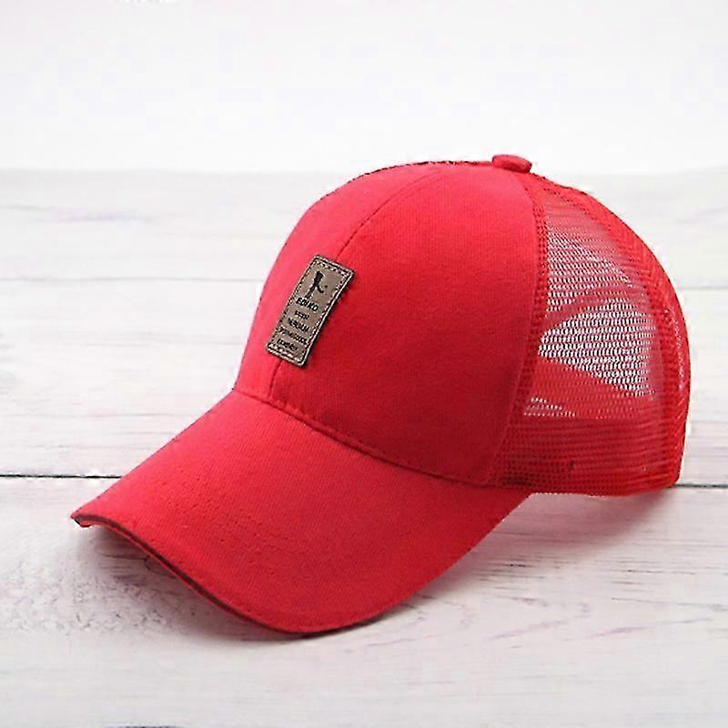 Unisex Sun Hat, Baseball Cap, Mesh Surround Design, More Breathable and Comfortable, Suitable for Travel / Sports (Red)