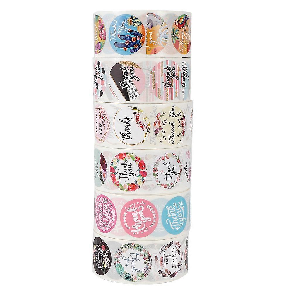 6PCS Floral English Letters Pattern DIY Stickers Labels for Bakeries Business Envelope Decor