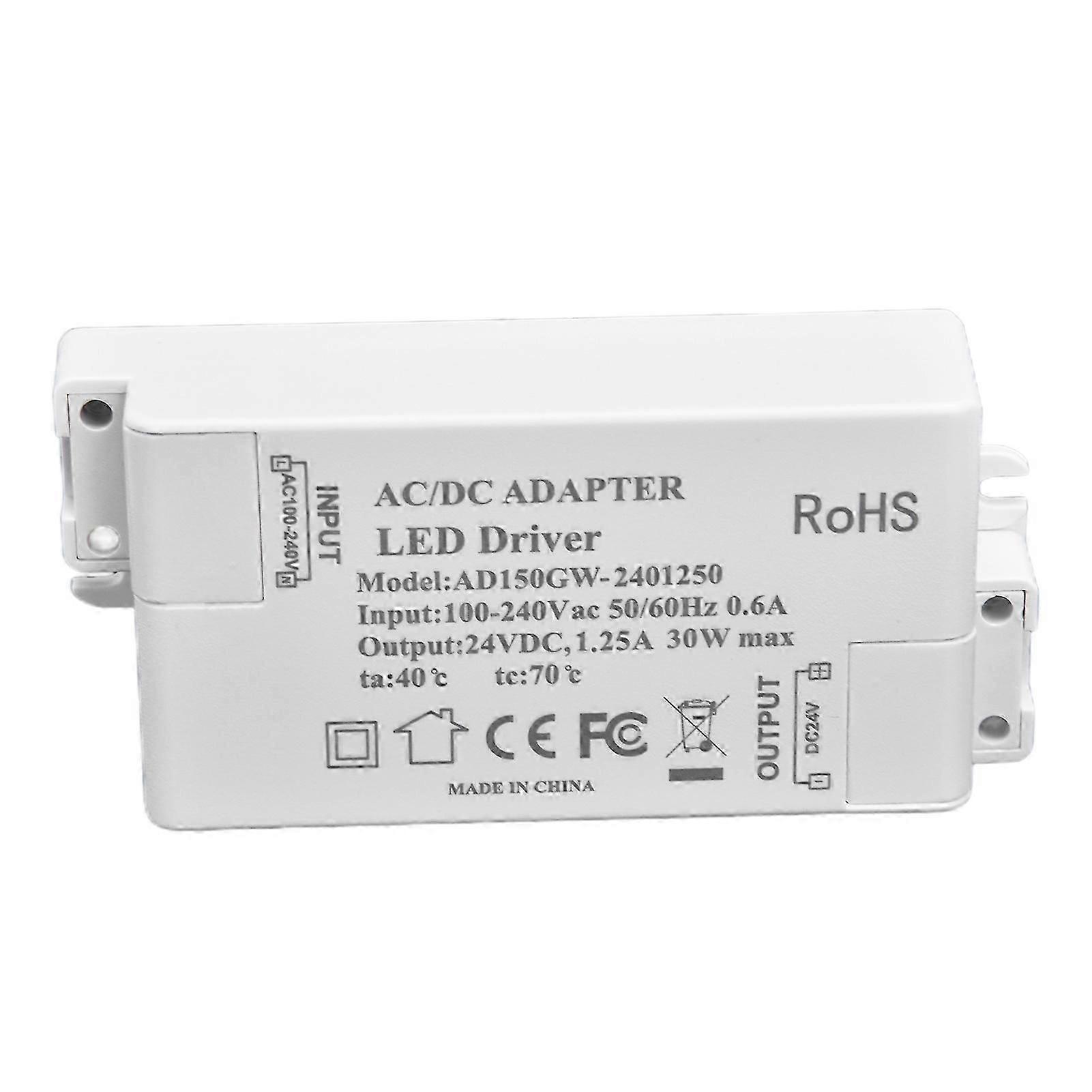 30W DC 24V 1.25A LED Driver Constant Voltage Professional LED Light Transformer AC 100240V-Good