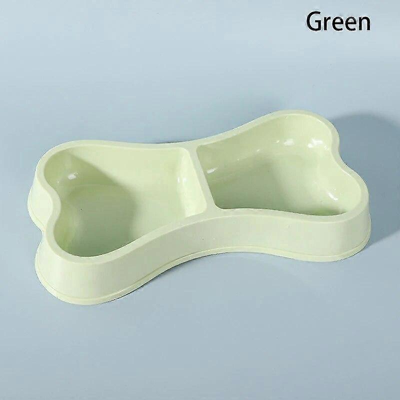 Macaron Colored Bone Shaped Pet Double Bowl For Cat Plastic